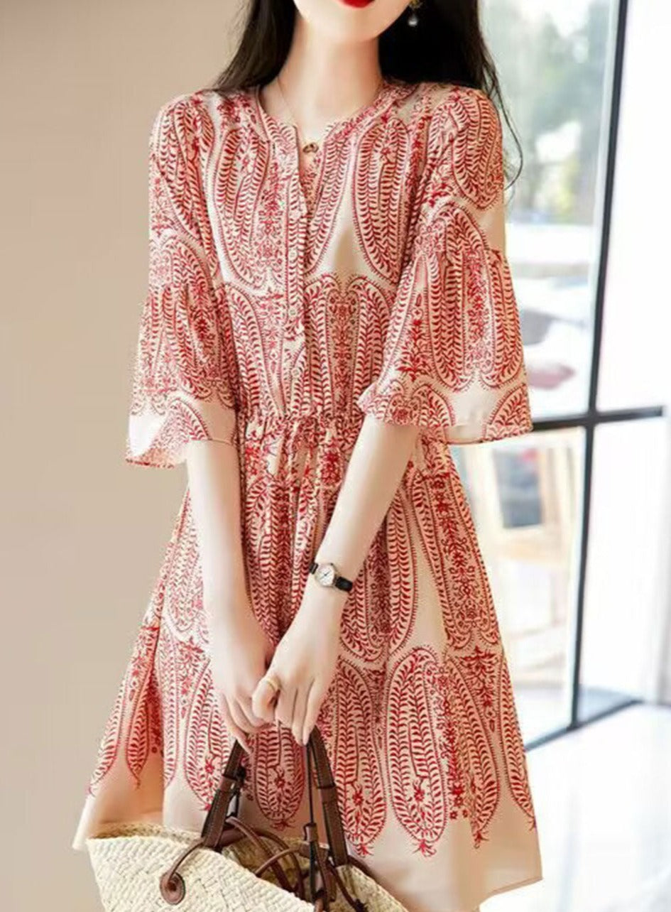 color block chiffon dress SILK Color Block Midi Caftan Dress Pink Orange Tuesday Shop