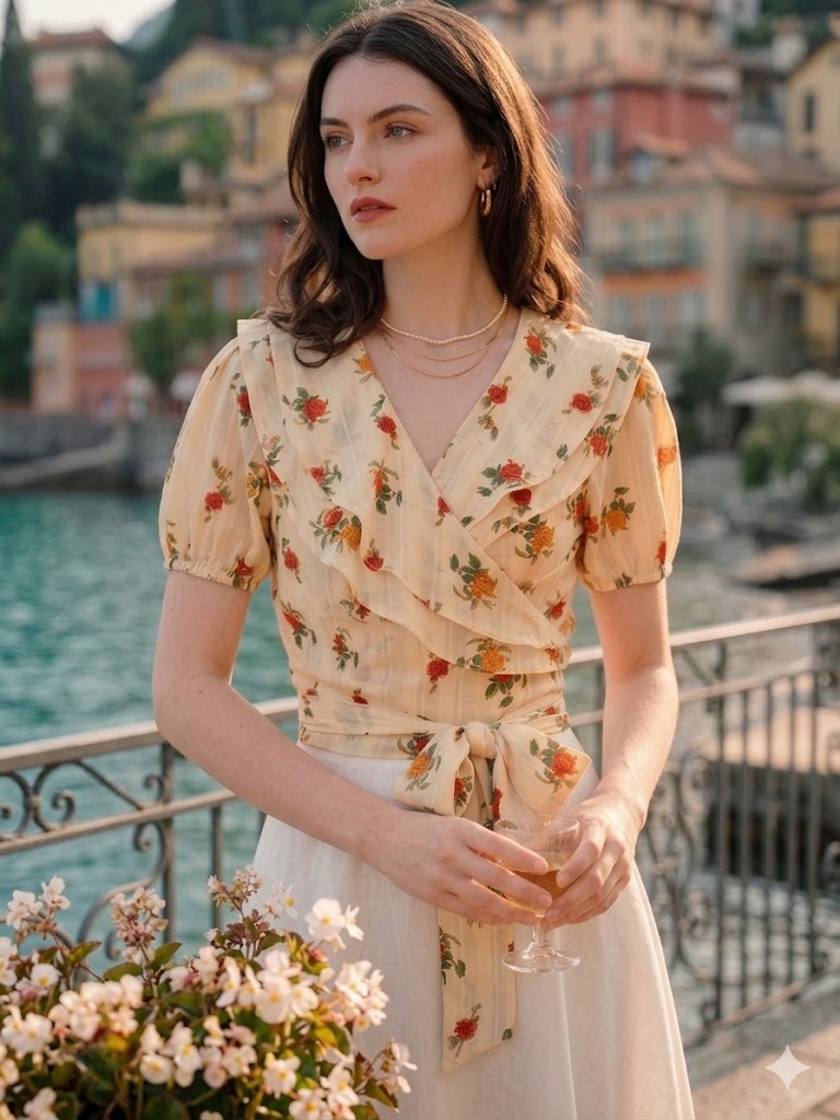 floral chiffon shirt dress Foliage Chiffon Shirt-Dress