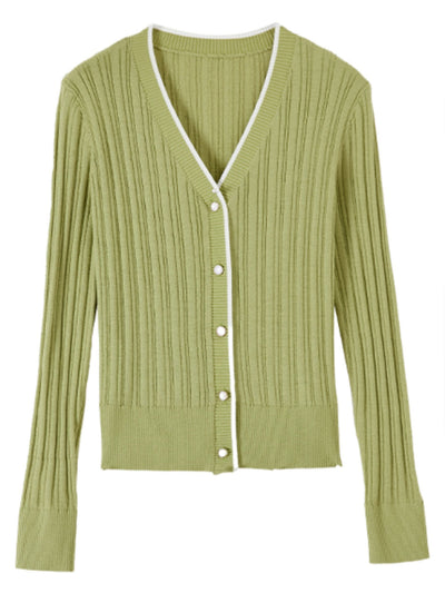 Emma Casual Contrast Button Knitted Cardigan