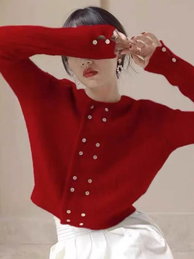 Alena French Style Double-breasted Knitted Cardigan