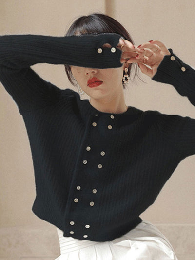 Alena French Style Double-breasted Knitted Cardigan