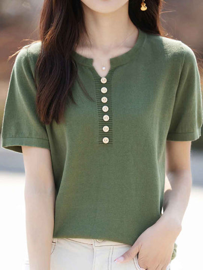 Julia Crew Neck Solid Color Knitted Top-Pink