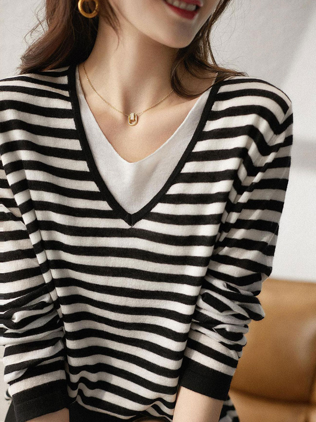 Camila Classic Contrasted Knitted Striped Sweater