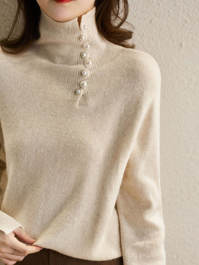 Ava Vintage Buttoned Turtleneck Knitted Sweater