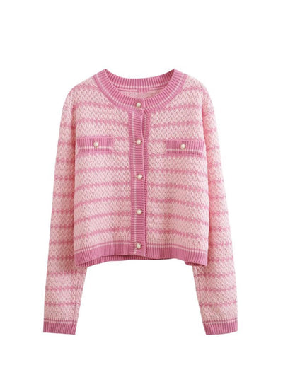 Alexis Classic Button Striped Knitted Cardigan