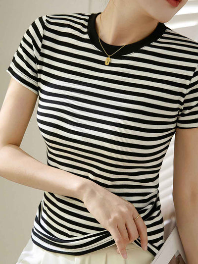 Madelyn Retro Contrast Slim Striped Top