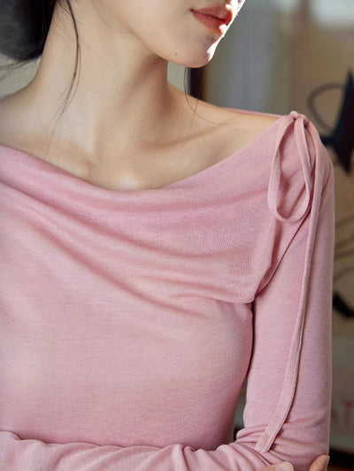 Sydney Slim Swing Collar Off-Shoulder Tie Top
