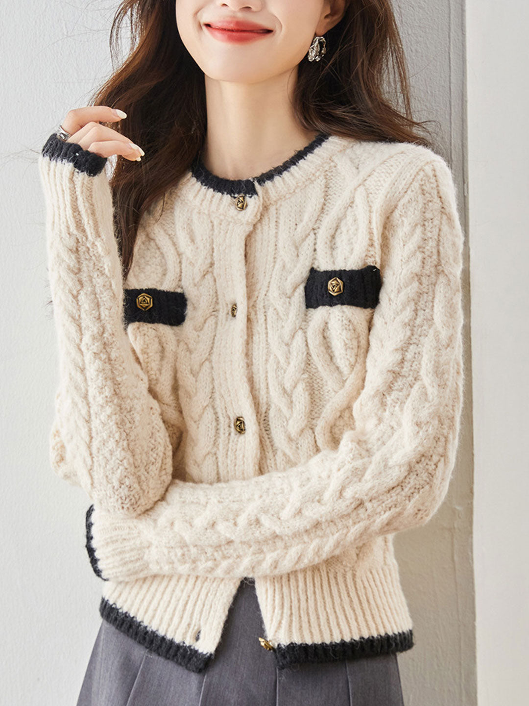 Emma Classic Thickened Knitted Cardigan Sweater