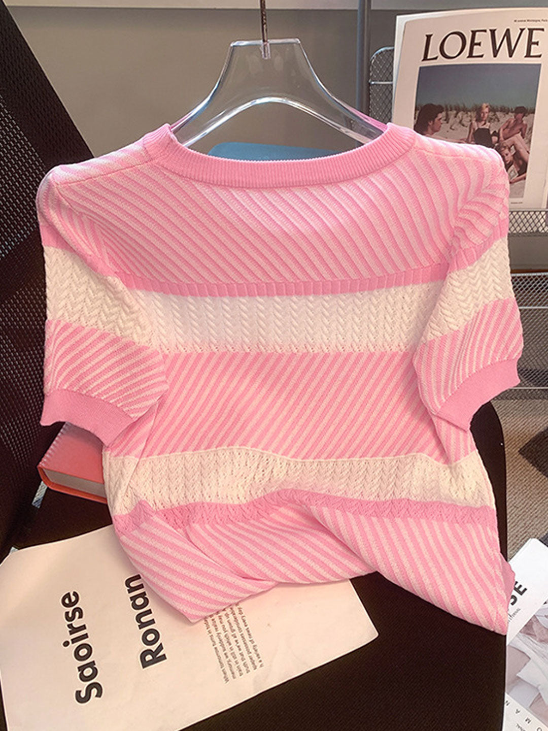 Mia Classic Crew Neck Striped Knitted Top