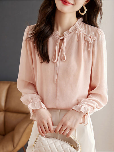 Ella Classic Solid Color Chiffon Shirt