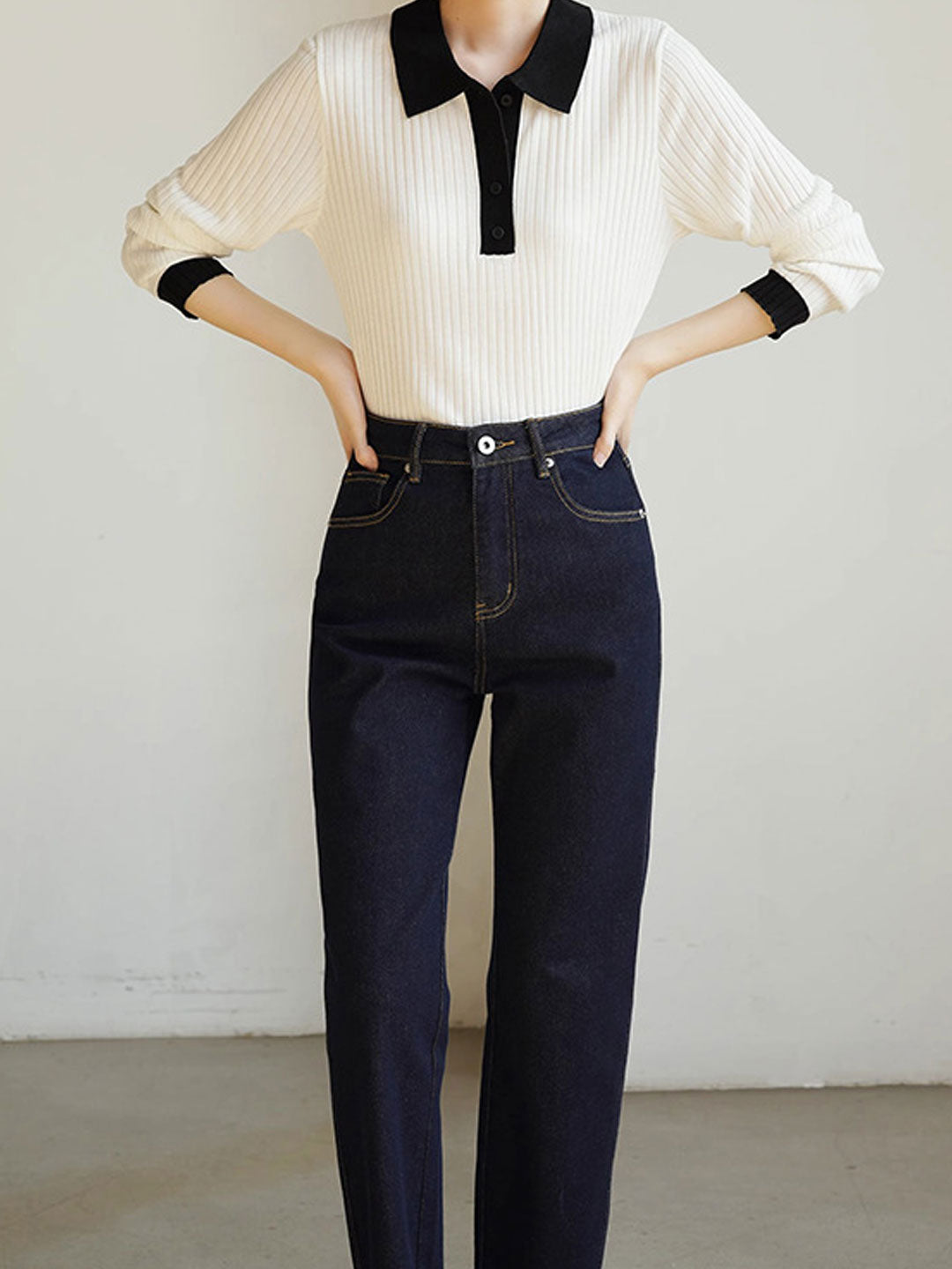 Jessica Retro Contrast Color Slim Knitted Sweater-Green