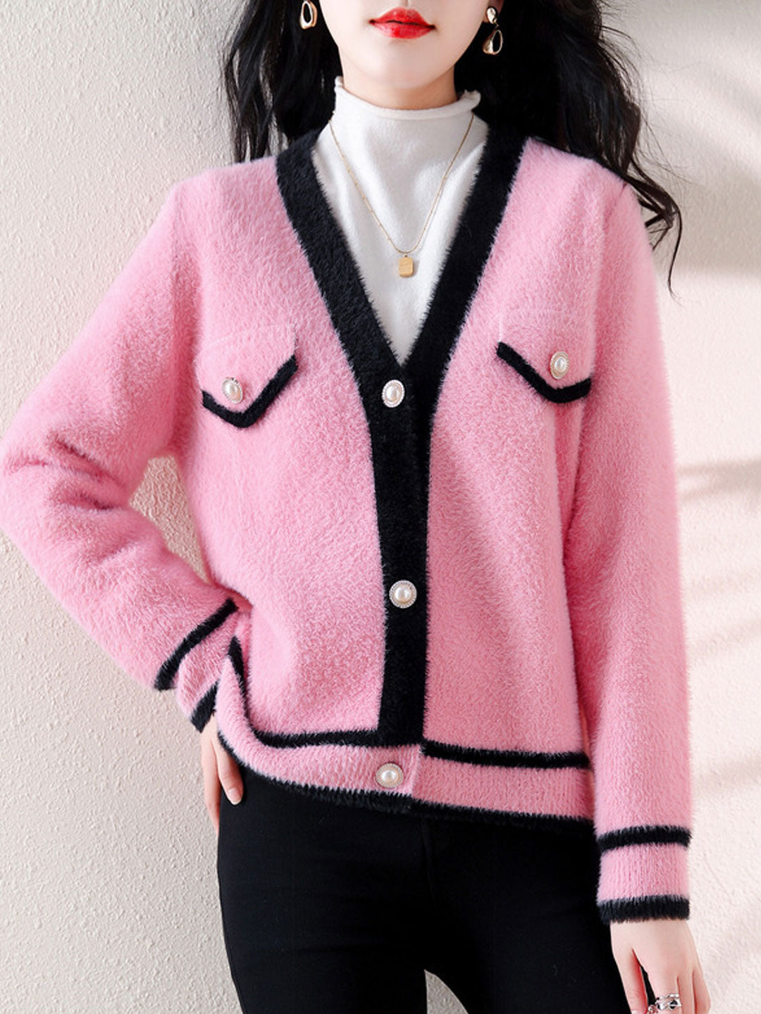 Natalie Classic V-Neck Button Knitted Cardigan