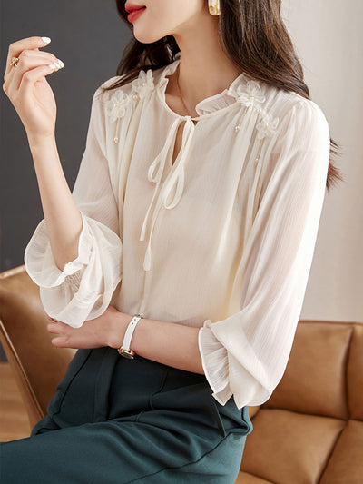 Ella Classic Solid Color Chiffon Shirt