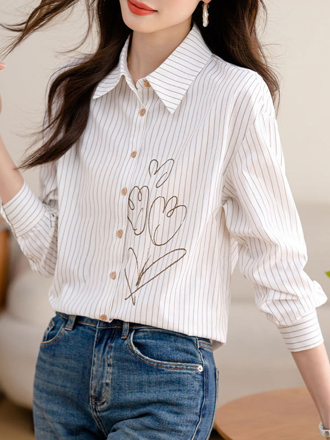 Brooke Polo Printed Striped Shirt