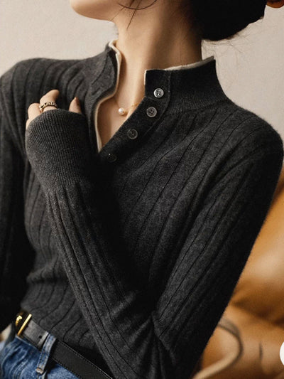 Jocelyn Classic Lapel Two-Breasted Knitted Sweater