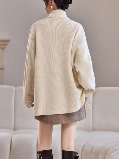 Emily Classic V-Neck Thick Knitted Coat