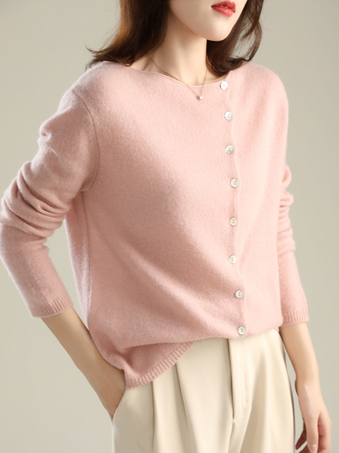 Kayla Classic Crew Neck Knitted Cardigan