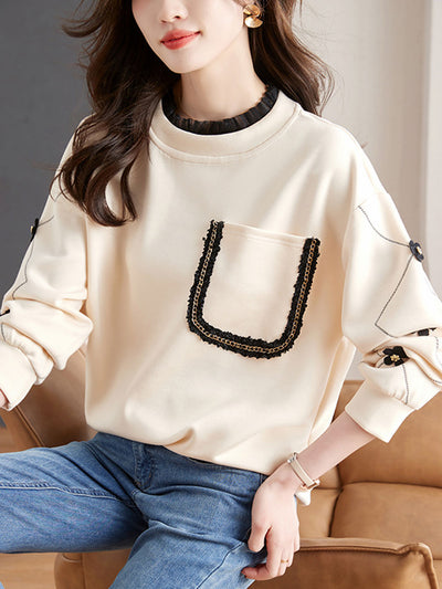 Olivia Casual Auricular Embroidered Sweatshirt