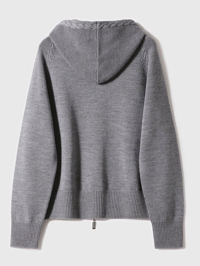 Ava Loose Double Zipper Hooded Knitted Cardigan