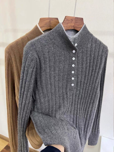 Jocelyn Classic Lapel Two-Breasted Knitted Sweater