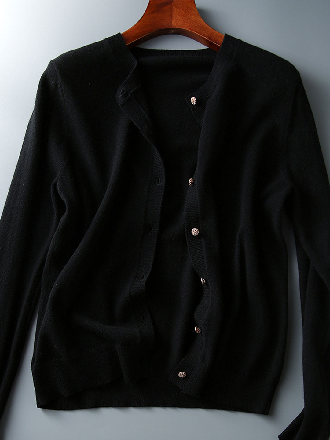 Sophia Classic Crew Neck Solid Color Knitted Cardigan