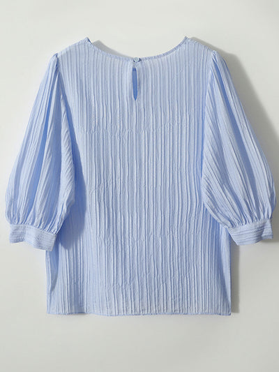 Kayla Classic Crew Neck Pleated Shirt-White