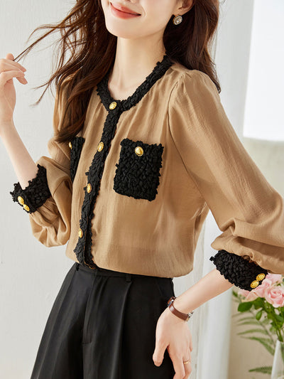 Sofia Retro Puff Sleeve Chiffon Top