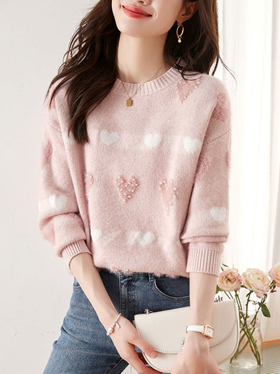 Hannah Crew Neck Color Block Knitted Sweater