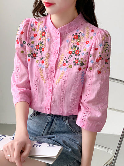 Brianna Vintage Embroidered Jacquard Top