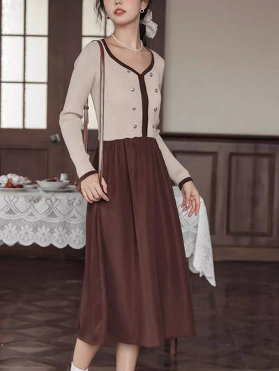Chloe Elegant Contrasting Color Knitted Dress