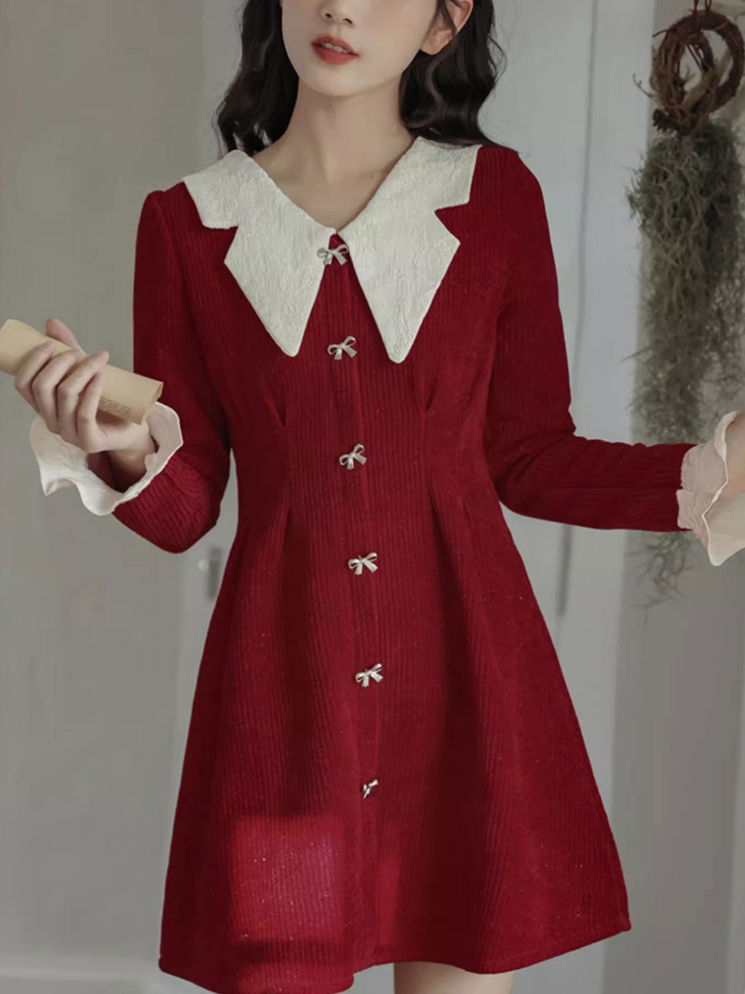 Sarah Classic Doll Collar Contrasting Color Dress