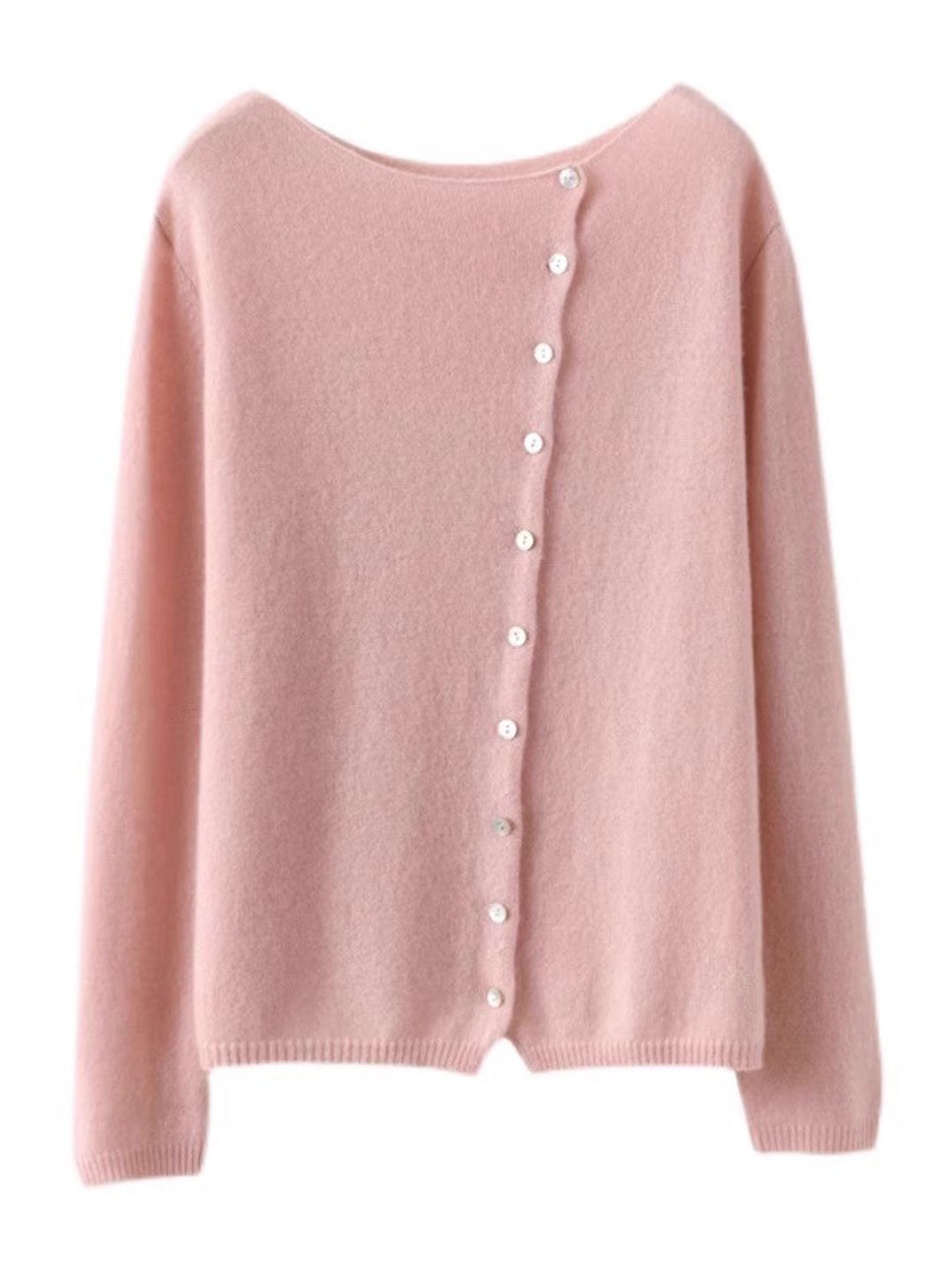 Kayla Classic Crew Neck Knitted Cardigan-Apricot