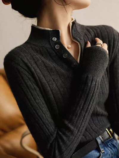Jocelyn Classic Lapel Two-Breasted Knitted Sweater