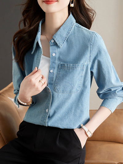 Madison Casual Lapel Denim Shirt