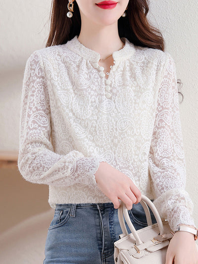 Paige Vintage Button Lace Top