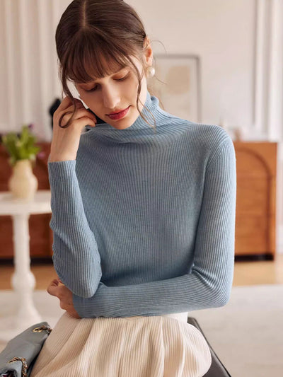 Alyssa Elegant Turtleneck Pile Neck Knitted Sweater