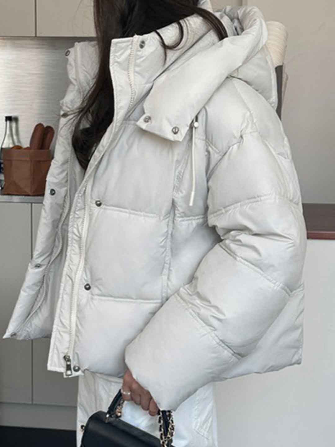 Addison Loose Solid Color Winter Hooded Coat