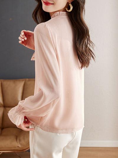 Ella Classic Solid Color Chiffon Shirt