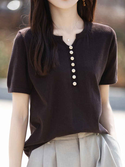 Julia Crew Neck Solid Color Knitted Top-Pink