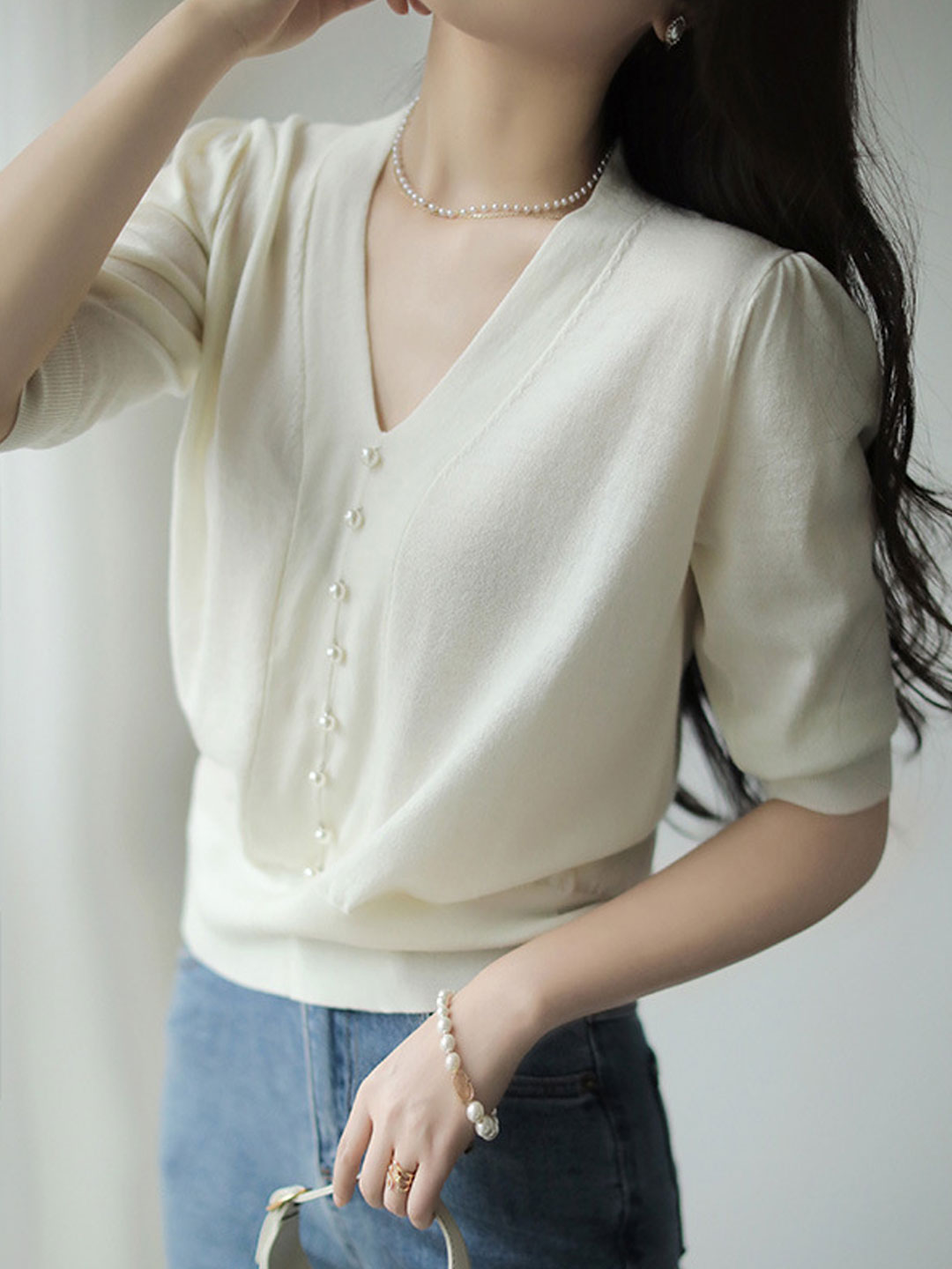 Sophia Casual V-Neck Knitted Top