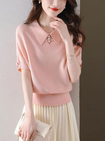 Kaitlyn Classic Polo Collar Knitted Top