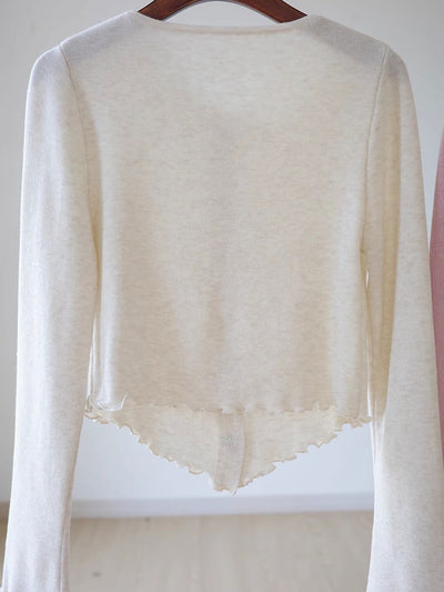 Bella Elegant Crew Neck Auricular Sleeve Knitted Cardigan