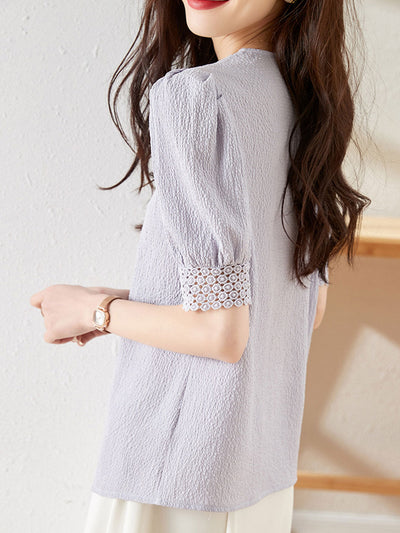 Sydney Elegant Hollowed Button Top-Apricot