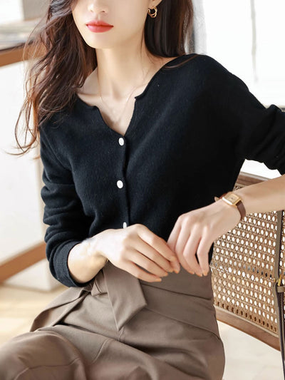 Sarah Casual Solid Color Knitted Cardigan