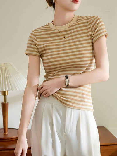 Madelyn Retro Contrast Slim Striped Top