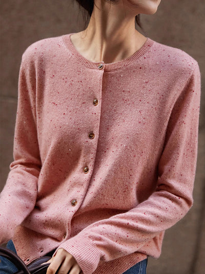 Grace Classic Crew Neck Solid Color Knitted Cardigan