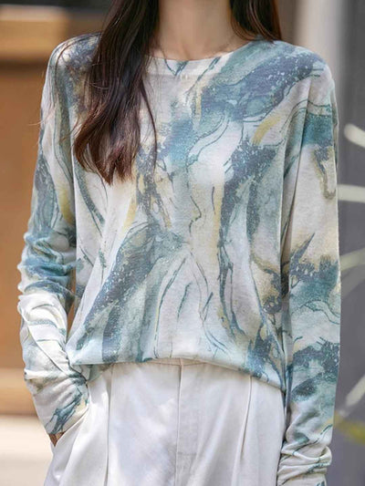 Nevaeh Casual Crew Neck Printed Wool Top-K