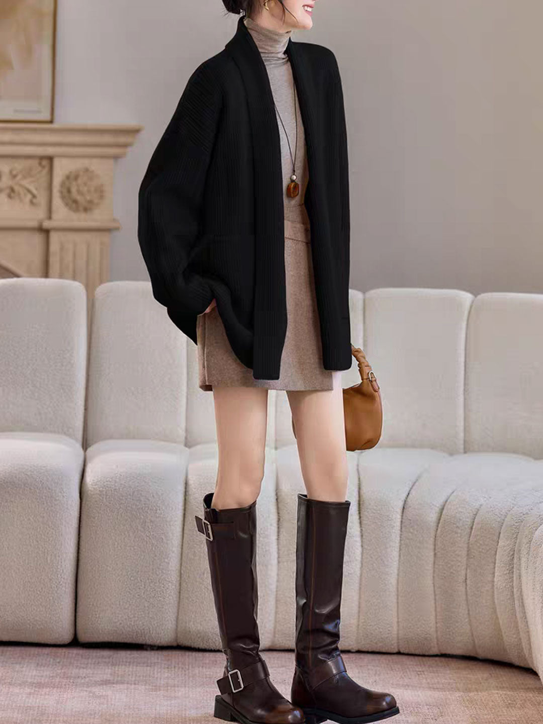Emily Classic V-Neck Thick Knitted Coat