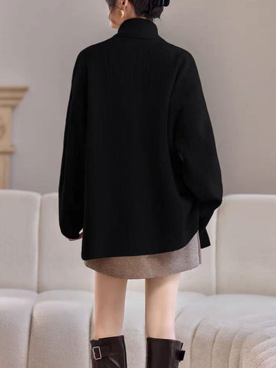 Emily Classic V-Neck Thick Knitted Coat