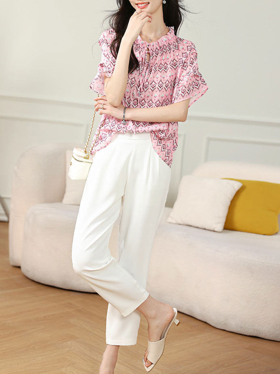 Emma Classic Printed Chiffon Shirt